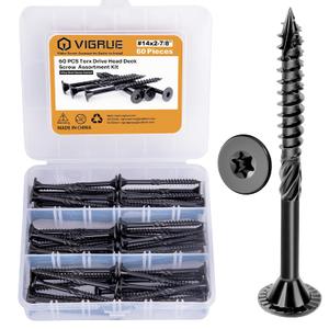 VIGRUE Deck Screws, Wood Screws - Star Drive Decking Screws for Timber, Log, Landscaping Wood, Rust-Resistant, Easy to Install, DIY Projector & Wood Working (60PCS #14X2-7/8)