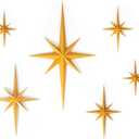 Stylor Mid Century Modern Decor, Gold Mcm Retro 3D Star Art Wall Sculpture, Plastic Starburst Decor, Vintage Celestial Whimsigoth Home Decor Accent, (Set of 6)