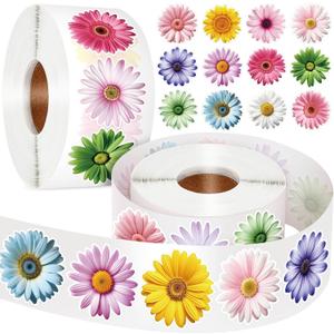 1200 PCS Daisy Stickers Cute Flower Stickers Roll for Kids Sun-Proof Flower Roll Sticker for Scrapbooks, Water Bottle, Present Boxes Decorations (16 Styles)