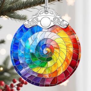 2 x Christmas Ornaments, Stained Glass Christmas Decorations, Xmas Tree Ornaments, Holiday Ornament, Holiday Presents, Unique Xmas Gifts, Gift Exchange, Gift Idea - Rainbow Spiral