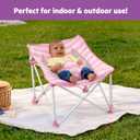 Bright Starts Pop N Chill Baby Chair Travel Seat, Indoor/Outdoor Use, Portable Infant Seat with Removable UPF 50+ Canopy, Pink, 0-6 Months