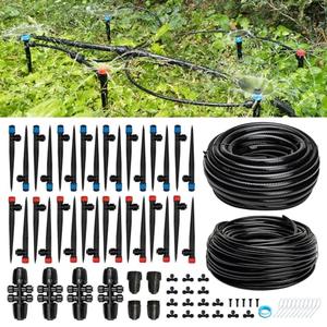 Riboud Quick-Connect 200FT Drip Irrigation System Kit, Automatic Garden Plant Watering System for Greenhouse, Yard, Lawn, with 1/2 inch 1/4 inch Irrigation Tubing Hose and Accessories