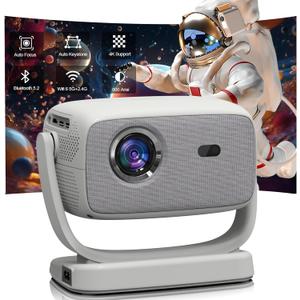 [Auto Focus/4K Support]A8 Projector with 5G WiFi and Bluetooth , 600 ANSI Native 1080P Outdoor Movie Projector, Auto 6D Keystone , Home Theater Projector compatible with Phone/TV Stick/PC (Gray)