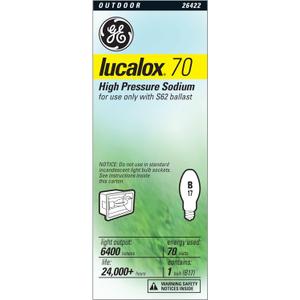GE Lucalox High Pressure Sodium Light Bulb, B17 HPS Bulb, 70 Watt, Medium Base