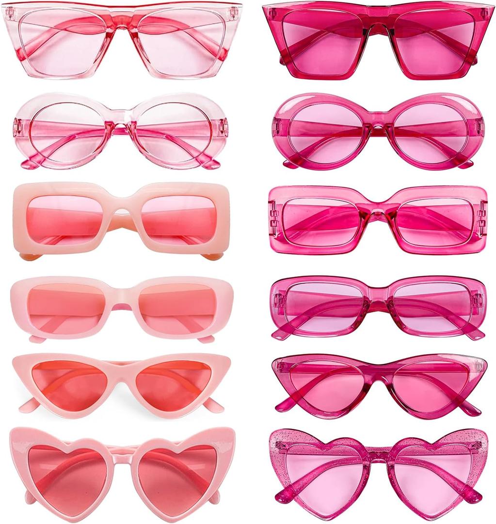 Matcheck 12 Mixed Style Sunglasses Retro Colored Party Glasses Solid Clear Color Costume Bulk Eyeglasses Unisex Adult