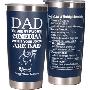 Gifts for Dad from Daughter, Son, Kids, Fathers Day Gift for Dad, Funny Birthday Gift Ideas for New Papa, Step Bonus Dad's, Husband, Stainless Steel Tumbler 20Oz (Navy Blue)