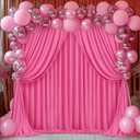 8 x 10ft Hot Pink Backdrop Curtains for Valentine's Day Party Photo Background Curtains Wrinkle Free Drapes for Backdrop Long Curtain for Wedding Bridal Shower Birthday Baby Shower, 2 Panels
