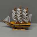 Wooden Sailboat Model 8.5" Tall Marine Coastal Sailing Ship Model Mediterranean Style Wood Handcrafted Sailing Boat Vintage Nautical Ocean Theme Sail Boat Ornaments Home Office Tabletop Decors (Stripe White)