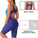 Womens Competitive One Piece Swimsuit Knee Boyleg Swimwear Racerback Athletic Bathing Suit for Teens (Blue, S)