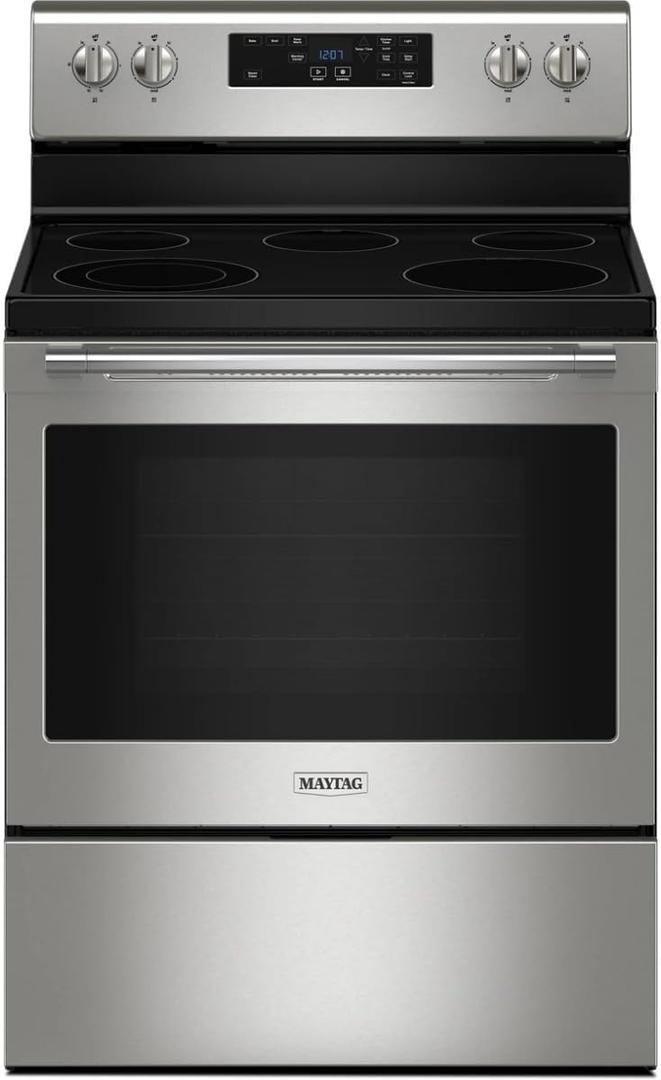 Maytag 30 in. 5 Burner Element Freestanding Electric Range in Fingerprint Resistant Stainless Steel with Steam Clean