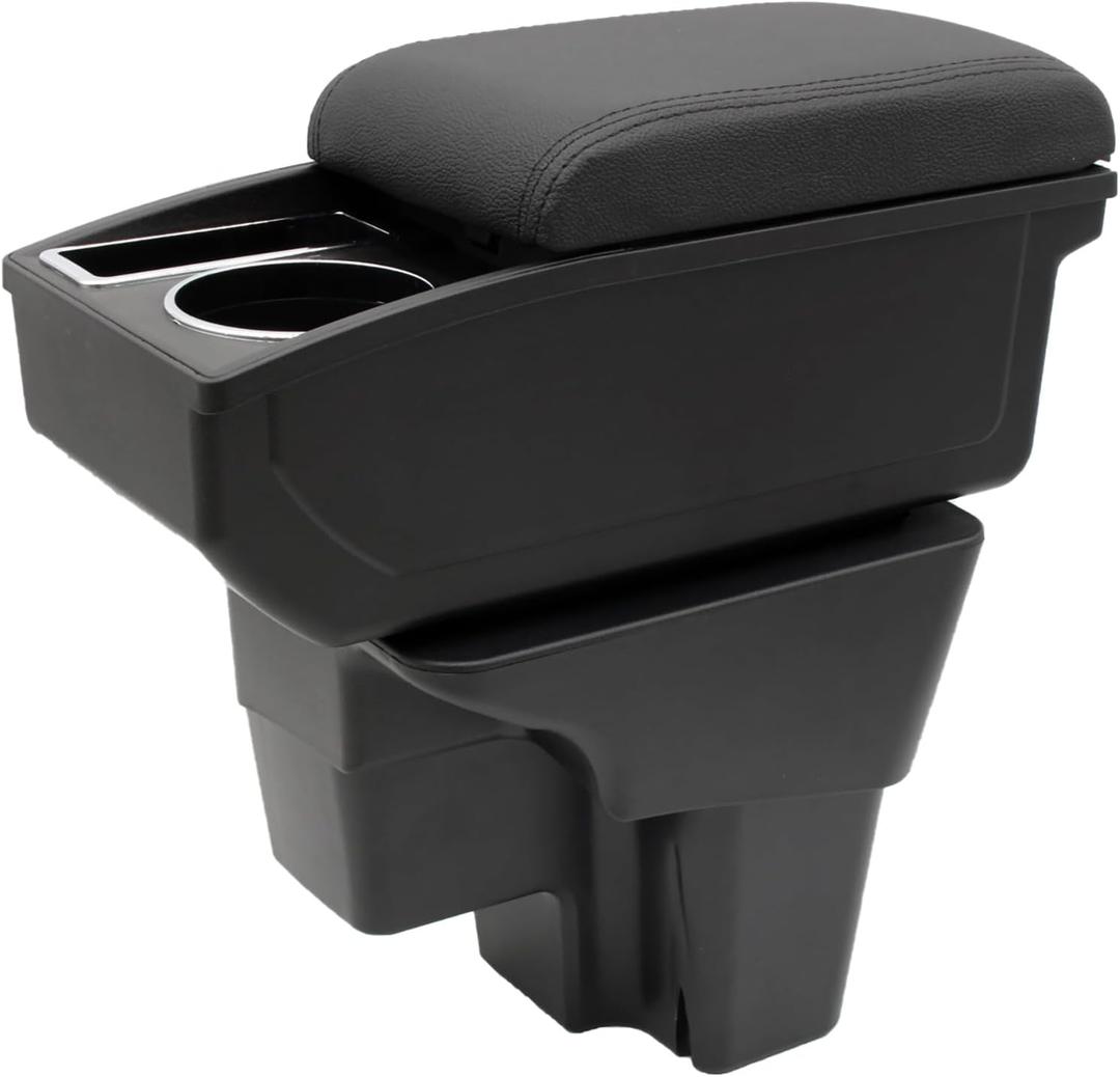 YJYWZH Car Armrest Box for Kia Rio 2018-2023 Auto Accessories Center Console Leather Arm Rest Double-Layer Storage Space with Cup Holder (Black Thread)