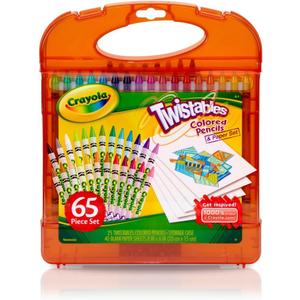 Crayola Twistables Colored Pencils Set 65 pieces (25 pencils + 40 paper sheets), Kids Drawing Kit, Portable Art Case, Kids Colored Pencils, Coloring Supplies, Gifts.