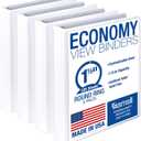 Samsill 1.5 Inch 3 Ring Binders, Economy Round Ring, Clear View Cover, 325 Sheet Capacity - for School, Home, Office - White, 4 Pack