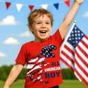 Flafens Summer Boys Shirts - Kids T-Shirt Graphic Tee Soft Cotton Crewneck Short Sleeve Tops (Red)