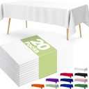 Pureegg Plastic Table Cloth Disposable 20 Pack, 54 x 108 Inch Table Cloths, Party, Picnic, Wedding, Decorative Tablecloths, Rectangle, White Plastic Cover, Leakproof & Sturdy, White
