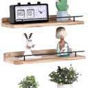 WONFUlity Bathroom Shelves Floating with Over Toilet Paper Holder, Farmhouse Wood Shelves for Living Room, Bedroom, Kitchen, Wall Decor (4 Natural) (set of 4, Light Brown)