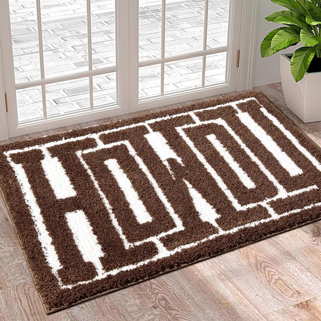 RoomTalks Washable Howdy Rug Indoor Doormat, Cowboy Country Brown Southwestern Bathroom Rugs Non Slip Bath Mat, Wild West Rodeo Texas Throw Rugs 2x3 Small Area Rug for for Bedroom Bathroom Kitchen