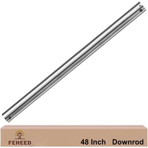 48 Inch Ceiling Fan Downrod, 4 FT Nickel Unthreaded Fan Downrod
1 Inch OD 1.5MM Thick Solid Steel, Precision Holes for Easy Install, Rust‑Resistant, Universal Ceiling Fan Extension Rod