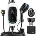 Level 2 EV Charger, 40Amp, Adjustable Current & Timing Delay, 240V, 9.6kW, NEMA 14-50 Plug, Portable Home Electric Vehicle Charging Station with 25FT EV Charging Cable for J1772 BEVs/PHEVs
