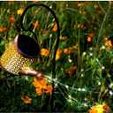 HUYIENO 2Pack Solar Garden Lights Outdoor Hanging Solar Lantern Watering Cans with Shepherd Hook for Patio Yard Lawn Decorations Warm LEDs