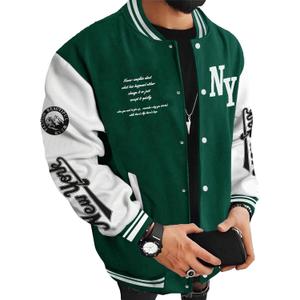 SOLY HUX Men's Varsity Jacket Color Block Letter Graphic Long Sleeve Baseball Jacket Bomber Coat (Large)