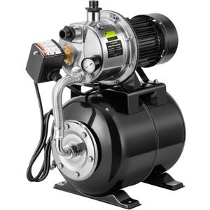 VIVOSUN 1.6 HP Shallow Well Pump with Pressure Tank, NSF Certified, 1320 GPH, Stainless Steel, Automatic Water Booster Jet Pump with Two Adapters for Home, Garden, Lawn