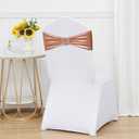 50 PCS Spandex Rose Gold Chair Sashes for Wedding Stretch Chair Bands with Buckles Universal Elastic Chairs Ties Bows for Party Folding Chairs Celebration Ceremony Christmas Events Decorations
