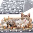 VitalCozy 2 Pack Self Warming Cat Mat Self Heating Pad Bed Reversible Machine Washable Reflects Body Heat Warm Thermal Pet Pad Crate Blanket for Feral and Indoor Cat(Star,21" X 14") (Grey)