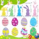 Fangoo 13 Pcs Easter Bunny Eggs Tree Ornaments Decorations with Stakes Cute Rabbit Eggs Picks Easter Tree Topper Spring Easter Party Garden Lawn Yard Sign Decoration Vase Decor