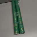 2 x Flyhill Christmas Wrapping Paper,Metallic Gold Embossed Foil Snowflake Green Gift Wrap for Holiday, Party,Celebration, New Year(17 Inch X 33 Feet)