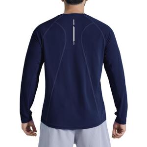 Men's Long Sleeve Sun Protection Swim Shirts UPF 50+ Rash Guard Quick Dry Lightweight Fishing Shirts for Beach Summer (Large, Navy Blue)