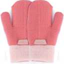 3 x FGSS Kids Winter Stretch Knitted Mittens - Thick Warm Gloves for Boys Girls 4-7 Yrs (Pink)