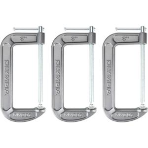 Olympia Tools Heavy Duty Cast Iron C-Clamps with 8-Inch Jaw Opening and 4-Inch Throat, 3 Pack