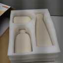 Ceramic Flower Vases Set of 3, Large Gift Vases with Vertical Stripe Texture, Modern Decorative Vases for Dried Flowers, Home Decor Vases for Living Room Bedroom Kitchen Shelf(Beige)