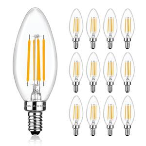 Brtstiun Dimmable E12 LED Bulb Candelabra Bulbs B115W 5W 65mA Equivalent, 3000K E12 Non-Dim 500lm 120V 60Hz Dusk to Dawn, 12 Pack