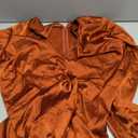 LYANER Women's Satin Silky Wrap V Neck Tie Waist Long Sleeve Mini Short Dress (Large)