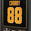 Jersey Display Frame Case with Mat, Large Sport Jersey Shadow Box with Tempered Real Glass and Hanger for Baseball Basketball Football Soccer Hockey Shirt and Uniform, Two 4x6 Photos, Black