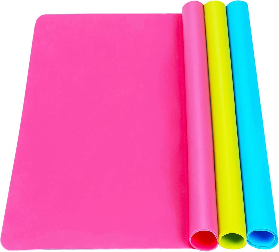 3 Pack Silicone mat Large Silicone Sheets for Crafts, Liquid, Resin Jewelry Casting Molds Mat, Silicone Placemat 15.7 x 11.8 (Blue & Rose Red & Green)