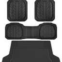 CAR PASS Deep Dish Floor Mats for Cars, Heavy Duty Rubber Floor Mats with Trunk Cargo Liner, Universal Trim-to Fit Automotive Floor mats for Truck Van SUV Waterproof All Weather Car Mats Solid Black