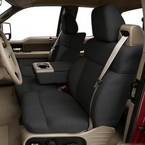 Seat Covers for Ford F150 XLT Super Cab 2004-2008 Front Heavy Duty Knit Fabric Bench Seat Cover Compatible with F150 Accessories - Black