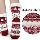 BenSorts Women Winter Thick Slipper Socks with Grippers Non Slip Warm Fuzzy Socks Christmas Gifts (Red)