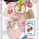 for iPhone 15 Case, Clear Summer Cherry Bows Strawberry Design Collage, Military-Grade Drop Protection, Vintage Soft Slim TPU Protective Cover with Camera Control for Girls Teens (SweetPost)