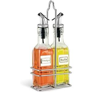 CUISINOX Oil and Vinegar Bottle Cruet Set with Wire Caddy 1 PACK