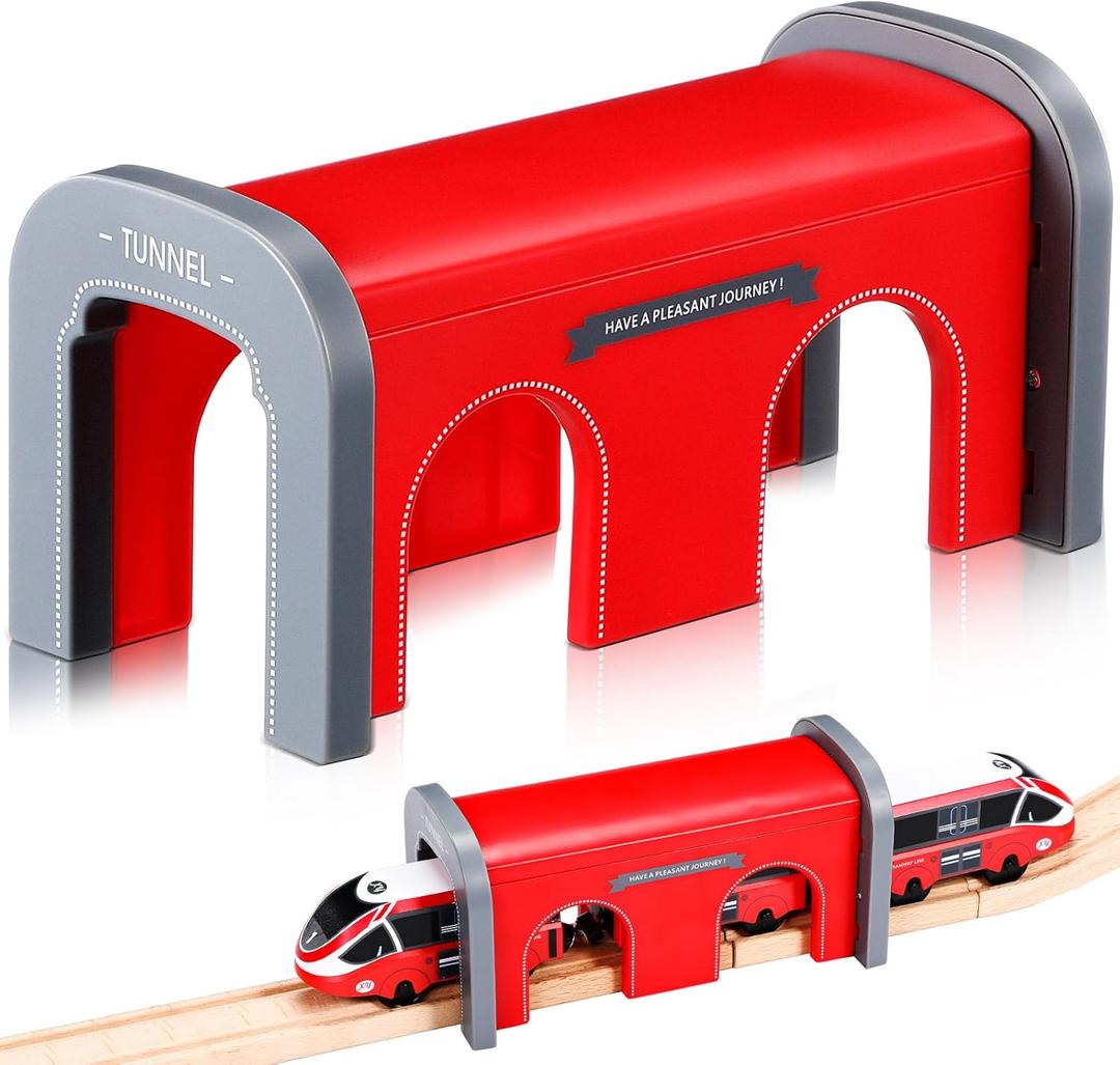 Foilswirl Train Tunnel Train Track Accessories Tunnel Model Plaything for Most Railroad Sets(Red)