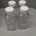 6 Pack 16 Oz Reusable Glass Milk Bottles w 100% Airtight Heavy Duty SCREW Lid & 2 Pour Spouts - Glass Juice Bottles w Capacity Mark - Beverage Drinking Jar Juice Container Breast Milk(Extra 2 Lids)