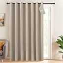 NICETOWN 100% Blackout Linen Curtain for Patio Sliding Door, W100 x L84 in Room Divider Curtain for Bedromm, 2-Sided Faux Linen Physical Shading Thermal Insulated Privacy Drape, Natural, 1 Panel