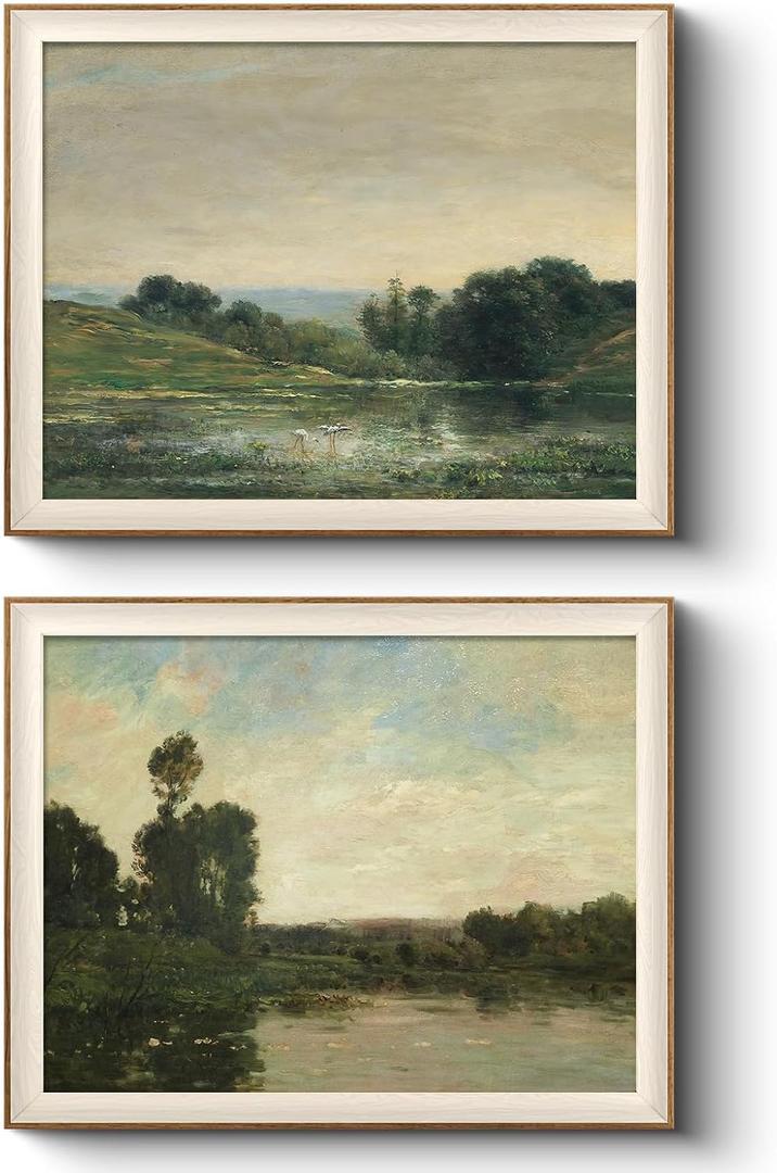 VIYYIEA Framed Vintage Landscape Nature Wall Art Set, 16×20 Inch