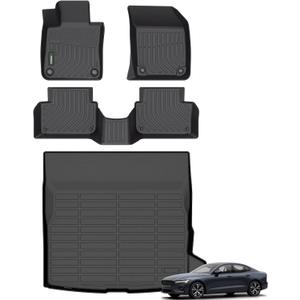 ANBINGO Floor Mats & Cargo Liner for Volvo S60 (Not for Recharge) 2019-2025,Car Mat for S60 All Weather Floor Liners Front& Rear Row Full Set TPE S60 Accessories Black
