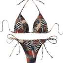 GORGLITTER Women's Animal Print Bikini Halter Triangle Tie Side Bikini Sets Two Piece Swimsuit (Multicolor), S