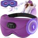 TOPOINT Sleep Mask with Bluetooth Headphones, 3D Eye Mask for Sleep Headphones with White Noise, Total Blackout, 5.4 Bluetooth, Timer, 15 Hours for Women Men, Travel, Meditation, Nap, CPAP Users (3d Red-violet)